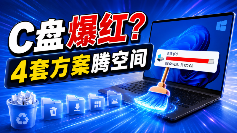 C盘清理教程(2026):WizTree找空间+AppData Mover迁移+BCUninstaller卸载+AI智能体检测,四工具组合实测-别摸我资源